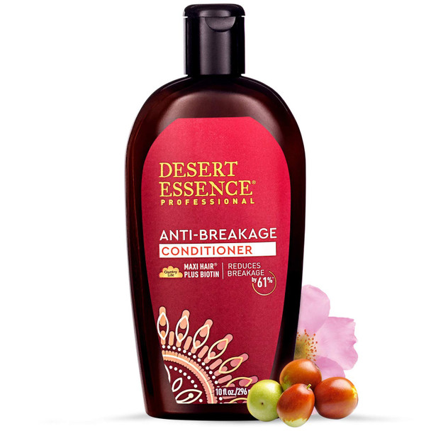 Desert Essence Anti-breakage Conditioner - 10 Fl Oz - Maxi Hair Plus Biotin - Essential Enriched Vitamins - Detangler - Salon Professional Formula - Jojoba & Coconut Oil - Promotes Breakage Reduction