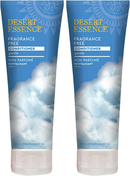 Desert Essence Fragrance Free Conditioner - Pure - 8 Fl Ounce - Pack of 2 - Gloss & Shine - Smoothes & Softens Hair - No Oil Residue - Antioxidants - Green Tea - Jojoba Oil - Vitamin B5