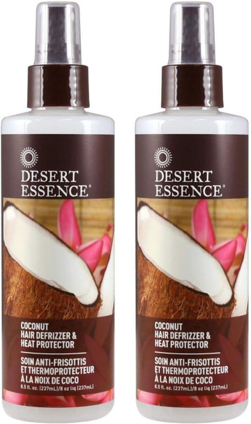 Desert Essence Hair Defrizzer and Heat Protector Coconut -- 8.5 fl oz - 2pc