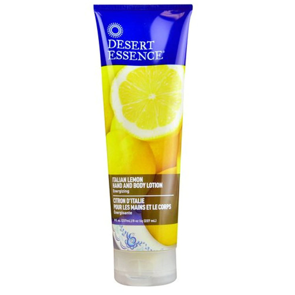 Desert Essence Italian Lemon Hand & Body Lotion - 8 Fl Ounce - Energizing - Shea Butter - Coconut & Jojoba Oil - Hydrate & Soften Skin - Refreshing - Aloe Vera