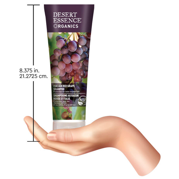 Desert Essence Italian Red Grape Shampoo - 8 Fl Ounce - Pack of 3 - Protection For Color Treated Hair - Antioxidants - Healthier & Smoother - Vitamin B5 - Sugar & Coconut Oil Cleansers