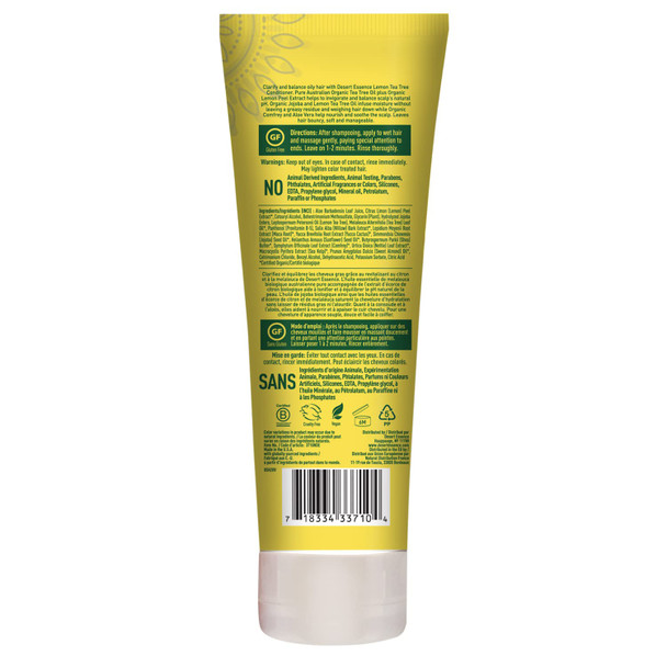 Desert Essence Lemon Tea Tree Conditioner - 8 Fl Ounce - Soft & Silky - Soothes Scalp - Strengthens Hair - Nourishing & Revitalized - Vitamin B5 - Shea