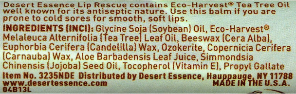 Desert Essence Lip Rescue Therapeutic with Tea Tree Oil - 0.15 oz - Case of 24-pack of 1