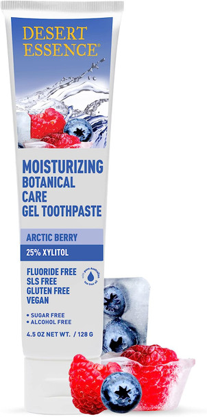 Desert Essence Moisturizing Botanical Care Gel Toothpaste - Artic Berry - 4.5 oz - Flouride Free - Refresh Breath - Gluten Free - Vegan