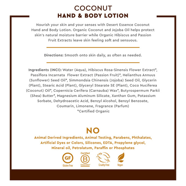 Desert Essence Organic Coconut Hand and Body Lotion 8 fl. oz.