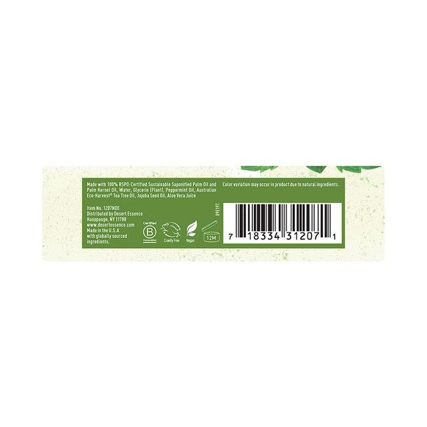 Desert Essence Peppermint Soap Bar - 5 Ounce - Pack of 2 - Cleanse & Soothes Skin - Tea Tree Oil - Aloe Vera - Jojoba Oil - Refreshing Rich Scent - Acne - Invigorating Moisturizer