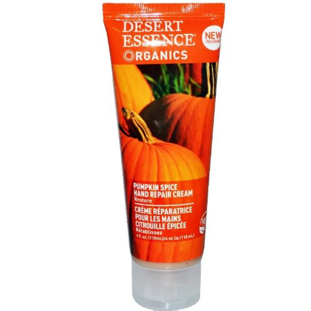 Desert Essence Pumpkin Spice Hand Repair Cream - 4 Fl Ounce - Moisturizes Skin - Even Skin Tone - Jojoba Oil - Pumpkin Seed Oil - Sunflower Seed Oil - Cruelty-Free - No Parabens