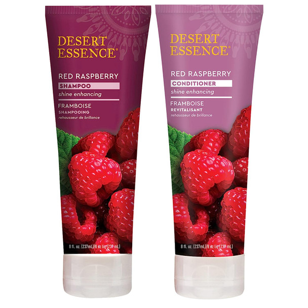 Desert Essence Red Raspberry Shampoo and Conditioner Bundle With Aloe Leaf Juice, Jojoba, Vitamin B-5 and Shea Butter, 8 fl. oz. and 8 fl. oz. Each