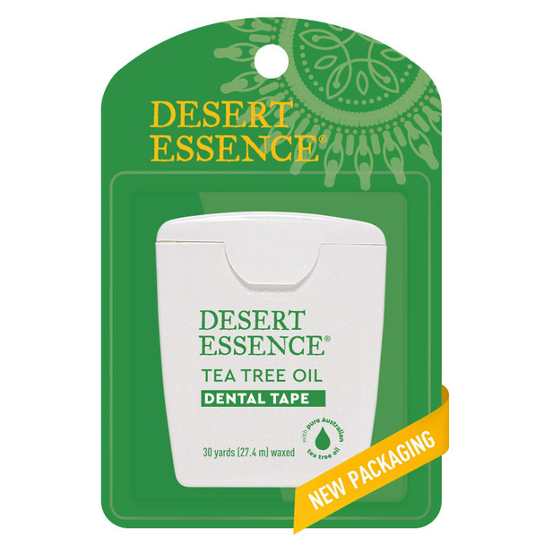 Desert Essence Tea Tree Oil Dental Tape - 30 Yards - Pack of 24 - Naturally Waxed w/Beeswax - Thick Flossing No Shred Tape - On The Go - Removes Food Debris Buildup - Cruelty-Free Antiseptic