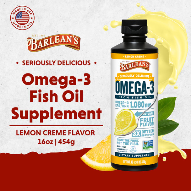 Barlean's Organic Oils Seriously Delicious™ Omega-3 Fish Oil Lemon Creme