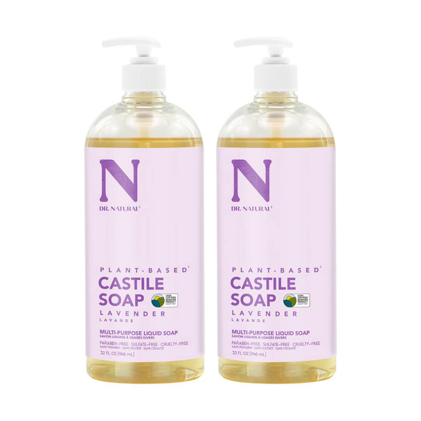 Dr. Natural Castile Liquid Soap Lavender, 32oz 2-Pack