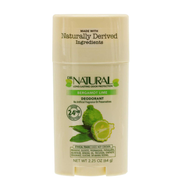Dr. Natural Deodorant for Women and Men - Aluminum Free - Sulfate & Paraben Free, Cruelty Free- Deodorant Stick - 24 Hour Long Lasting Odor Protection (Bergamot Lime, 2.25 Ounce-3-Pack)