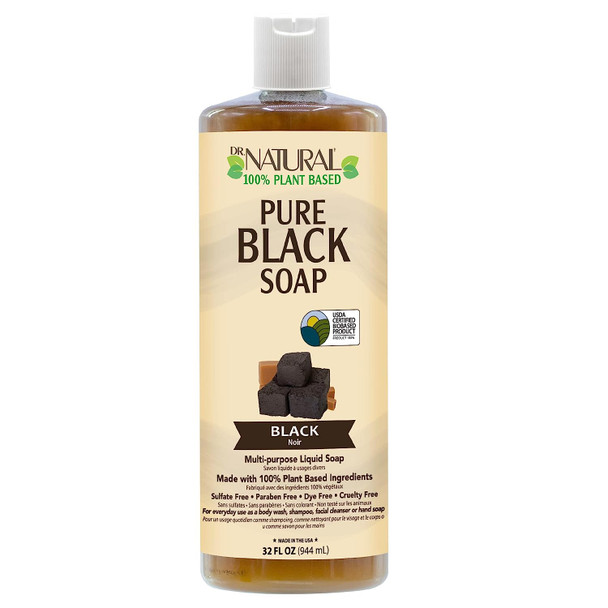 Dr. Natural Pure Black Soap With Shea Butter, 32 Ounce