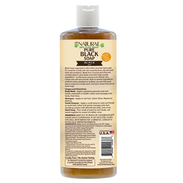 Dr. Natural Pure Black Soap With Shea Butter, 32 Ounce