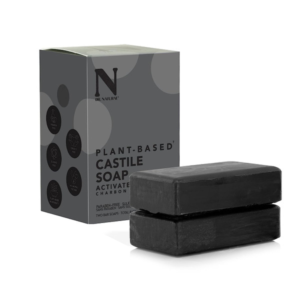 Dr. Natural, Activated Charcoal Bar Soap, 4 ounce 4x 2-Packs 8-Bars Total, Made From Coconut And Olive Oils Along With Certified Shea Butter. Cleanses And Exfoliates Skin. Use As A Body Wash, Facial Cleanser Or Hand Soap