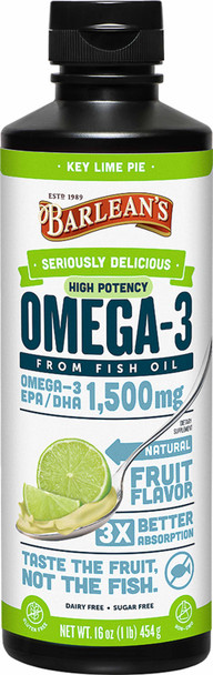 Barlean's Organic Oils Seriously Delicious™ Omega-3 High Potency Fish Oil Key Lime Pie