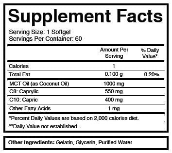 Dr.Colbert's Keto Zone® All Natural MCT Oil Softgels 1000mg from Organic Coconuts - 60 Softgels - Ketogenic Approved