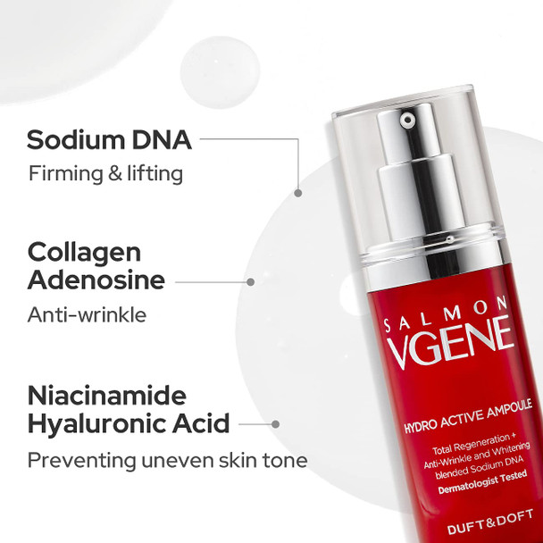 DUFT & DOFT Vgene Hydro 14 Days Lifting Booster Glow Ampoule, - Anti Aging, Revitalizing with Hyaluronic Acid and Collagen 1.1 Fl Oz