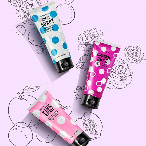 DUFT&DOFT Stockholm Rose Intense Moisture Body Cream, Perfumed, Non-greasy, Argan Oil, Ceramide, Refreshing Hydration, Feel-good fragrance - 7.0 fl oz 200ml