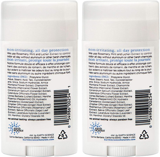 EARTH SCIENCE - All-Natural Mint and Rosemary Aluminum Free Deodorant (2pk, 2.45 oz.)