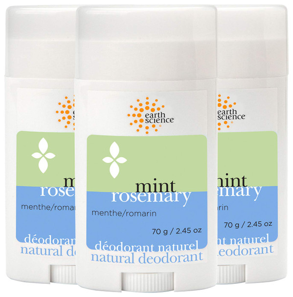 EARTH SCIENCE - All-Natural Mint and Rosemary Aluminum Free Deodorant (3pk, 2.45 oz.)
