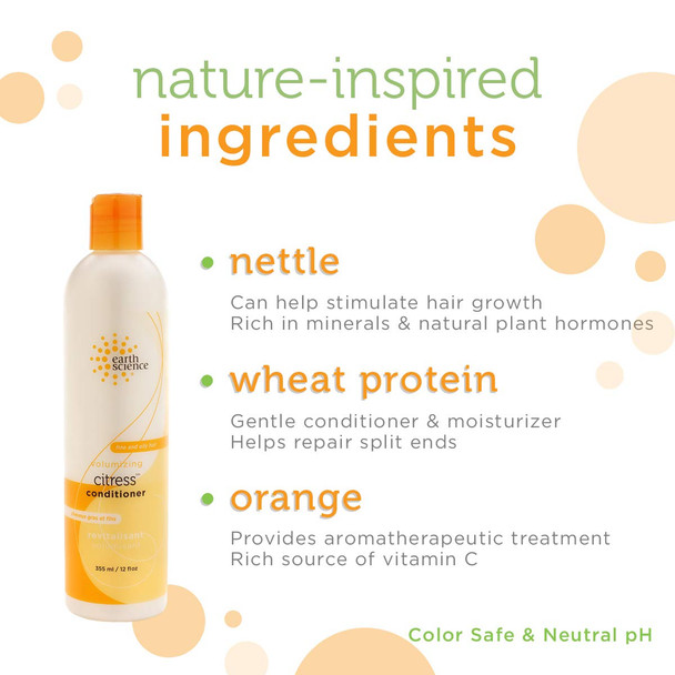 EARTH SCIENCE Citress Shampoo & Conditioner Set For Fine, Normal To Oily Hair (12 oz)