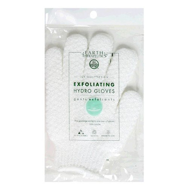 Earth Therapeutics Hydro Exfoliating Gloves, White, 1 pair (Pack of 4)