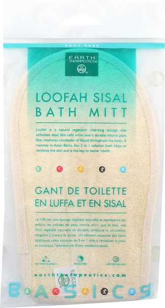 EARTH THERAPEUTICS Loofah Sisal Bath Mitt, 1 EA