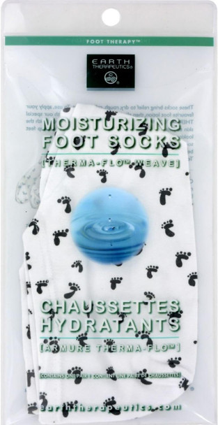 Earth Therapeutics Moisturizing Foot Socks w/Foot Prints-White 1 pair