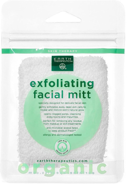 Earth Therapeutics Organic Cotton Exfoliating Facial Mitt