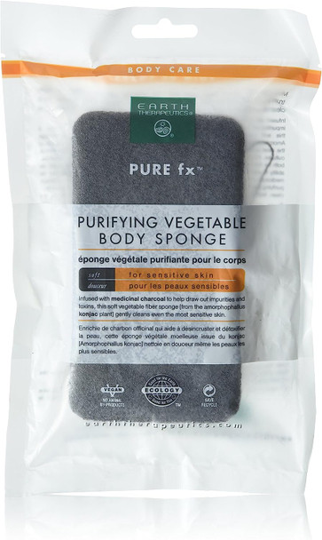 Earth Therapeutics Purifying Vegetable Body Sponge Infused with Medicinal Charcoal New