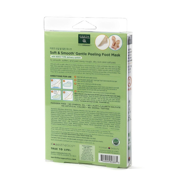 Earth Therapeutics Soft & Smooth Gentle Peeling Foot Mask - 2 Pairs