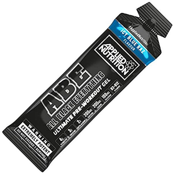 Applied Nutrition ABE Pre Workout Energy Gel, Increases Physical Performance with Citrulline, Creatine, Beta Alanine, Caffeine, Vitamin B Complex - All Black Everything Box 20 x 60g (ICY Blue Raz)