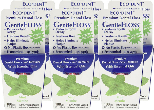 ECODENT Gentle Floss 100 Yd, 0.32 Ounce (Pack of 6)