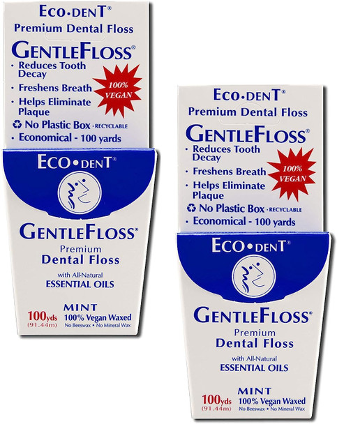 Eco-Dent Premium Dental Floss GentleFloss, Mint Flavored 100 yards (a) - 2pc