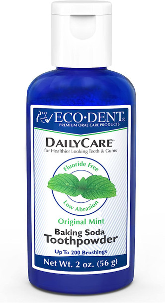 EcoDent Tooth Powder Daily Care, Baking Soda Tooth Powder, Fluoride Free, Low Abrasion with Baking Soda, Tooth Powder for Toothbrush, Original Mint Tooth Powder, 2 Oz