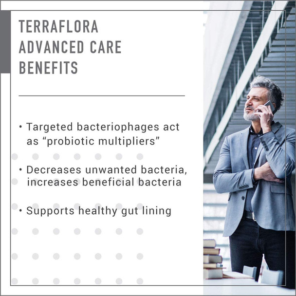 Enviromedica Terraflora Advanced Care SBO Probiotic + Prebiotic Supplement - a Soil Based Shelf Stable Bacillus Spore Synbiotic with Patented PreforPro Phage Complex (60ct)