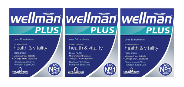 Vitabiotics Wellman Plus Omega 3∙6∙9 - 56 Tablets/Capsules, Pack Of Three