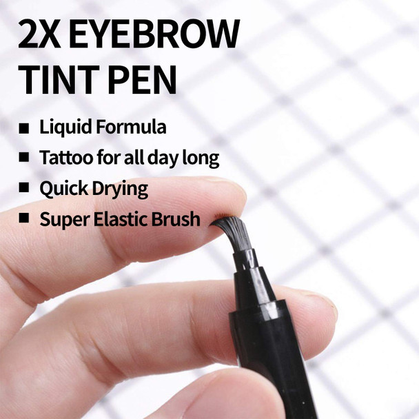 Long-lasting, Waterproof, Eyebrow Tattoo Pen, Creates Natural Looking Brows, Eyebrow Definer Tint, Super Soft Brow Pen, Liquid Eyebrow | PASSIONCAT 2X Eyebrow Tint Pen (No.1 Dark Brown)