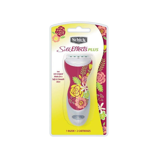 Schick Silk Effects Plus Razor with 2 Refill Blades (Pack of 3) (Colors and styles may vary)
