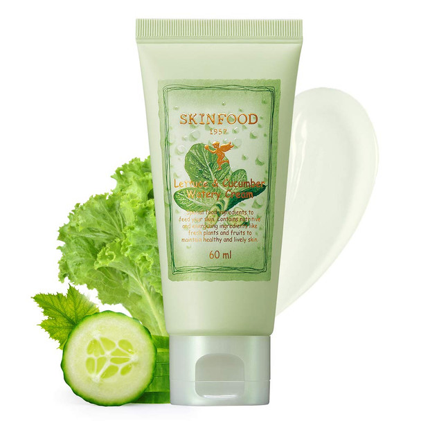 SKINFOOD Lettuce & Cucumber Watery Cream 2.02 oz (60ml) - Skin Cooling & Soothing Intensive Hydrating Facial Cream, Redness Relief, After Sun Care - Beauty Moisturizer Face Cream - Facial Lotion