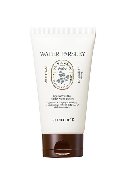 SKINFOOD Pantothenic Water Parsley Mild Foam, 5.07fl.oz (150ml), Vegan Low PH Pore Cleanser for AC/Blemish Prone Skin, Sebum & Oil & Pore Care