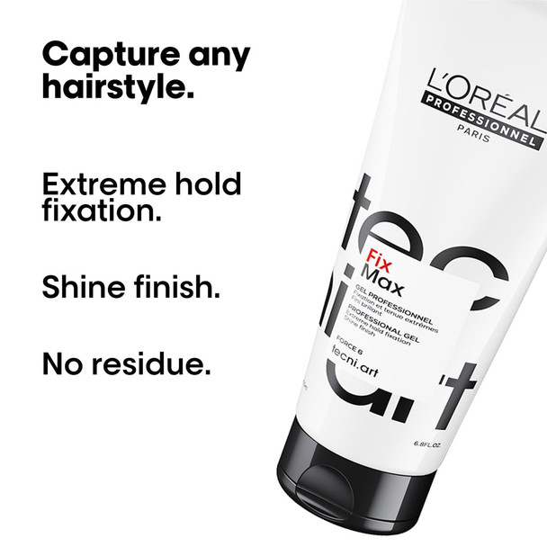 L'Oréal Professionnel Tecni.ART Fix Max Styling Gel Adds High Shine Finish No Residue 200ml