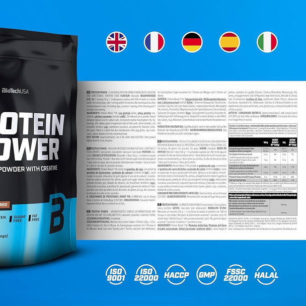 BioTechUSA Protein Power | High Protein, Sugar-Free, Lactose-Free, Gluten-Free | Added Creatine 1 kg Chocolate