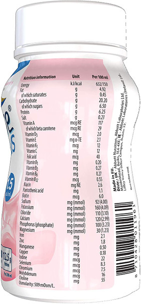 Ensure Plus Milkshake Style Nutritional Supplement Drink Flavour Contains Protein Vitamins and Minerals (24 x 200ml Bottles), Strawberry, 4800 millilitre