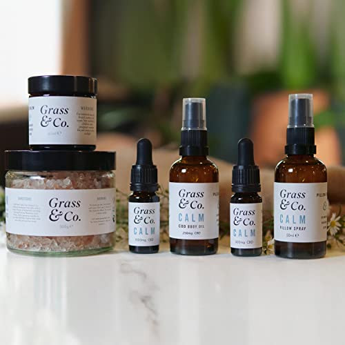 Grass & Co. CALM Aromatherapy Pillow Spray with Naturally Tranquil Scents of Chamomile Rosemary & Lemon to Quieten Your Mind & Soothe You To Your Sleepy Place 50ml Bottle
