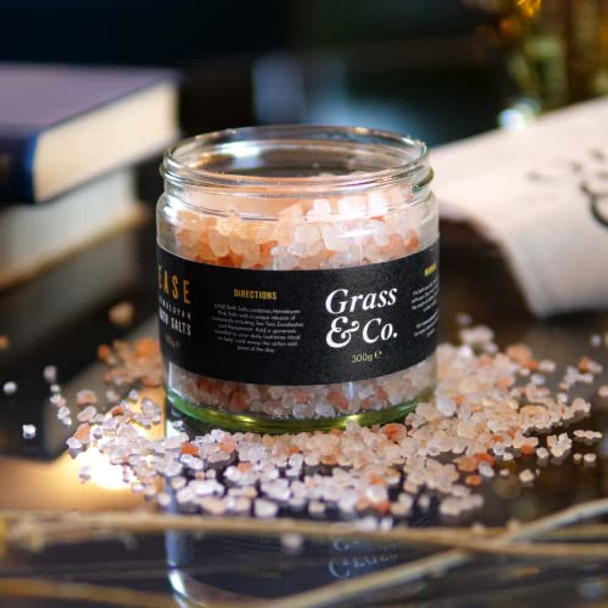 Grass & Co. EASE 300g Himalayan Bath Salt in Glass Jar with Tea Tree Eucalyptus and Peppermint