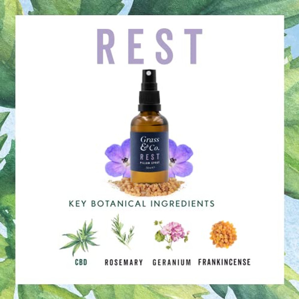 Grass & Co. REST Aromatherapy Pillow Spray with Geranium Frankincense and Rosemary