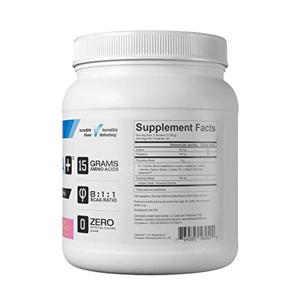 Modern BCAA+ Original Branched Chain Amino Acid Powder Pink Lemonade | Sugar Free Post Workout Muscle Recovery & Hydration Drink with 15g Amino Acids and 8:1:1 BCAA Ratio for Men & Women | 30 Servings