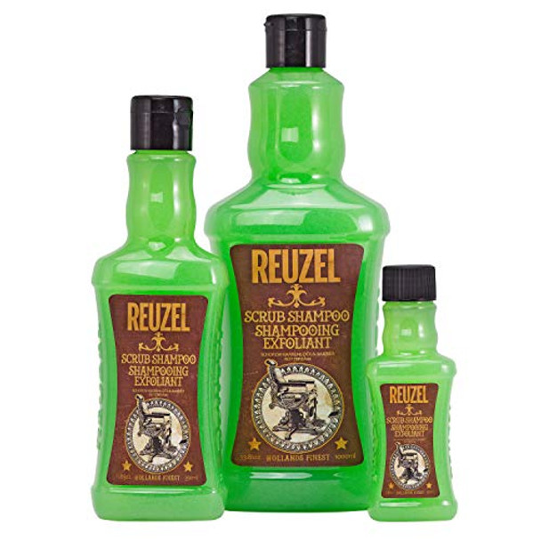 Reuzel Scrub Shampoo For Men - Deep Cleansing - Scalp Exfoliant - Degreaser - Removes Heavy Grease Oil & Chlorine Buildup 33.81 oz / 1 Litre